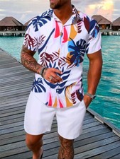 Men Summer Outfit 2-Piece Set Short Sleeve T-Shirt and Shorts Sweatsuit Set