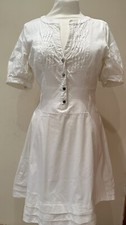 Vintage Cream Karen Millen Tea Dress Cotton UK Size 10