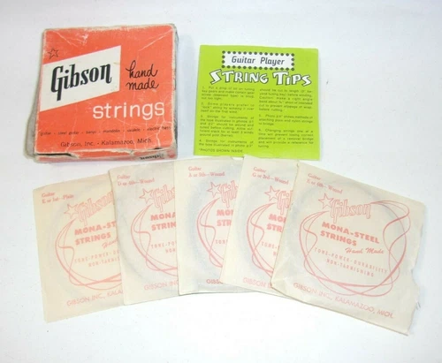 Vintage Gibson Guitar Strings & String Tips Booklet 5 strings & envelopes