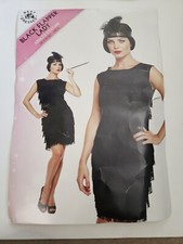 Black Flapper Lady Fancy Dress Costume One Size Black Dress Headband
