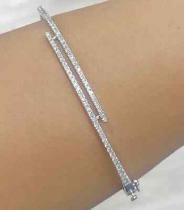 Authentic Deal! 3.75 CTW Natural Moissanite Round Bangle Bracelet 14K White Gold Plated