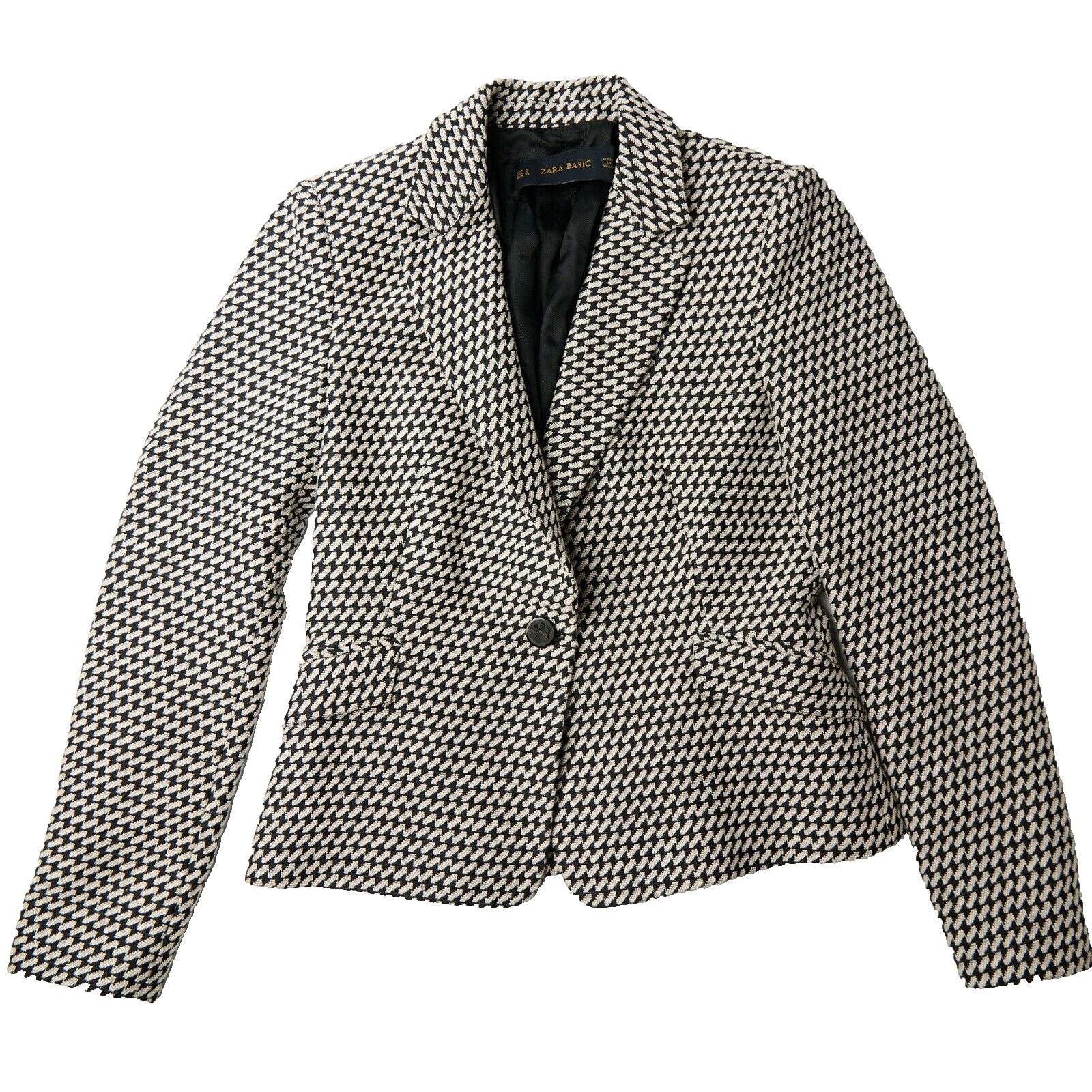 Zara Basic Blazer Women's M Structured Houndstoot… - image 1