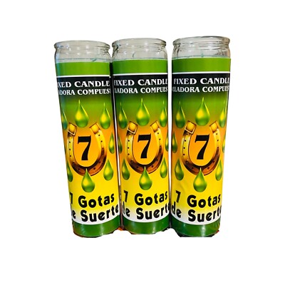 7 GOTAS DE SUERTE Veladora - 7 Lucky Drops Fixed Candle. Atrae Abundancia suerte