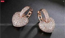 2CT Round Cut Lab Created Hollow Love Heart Hoop Earrings 14K Rose Gold Plated