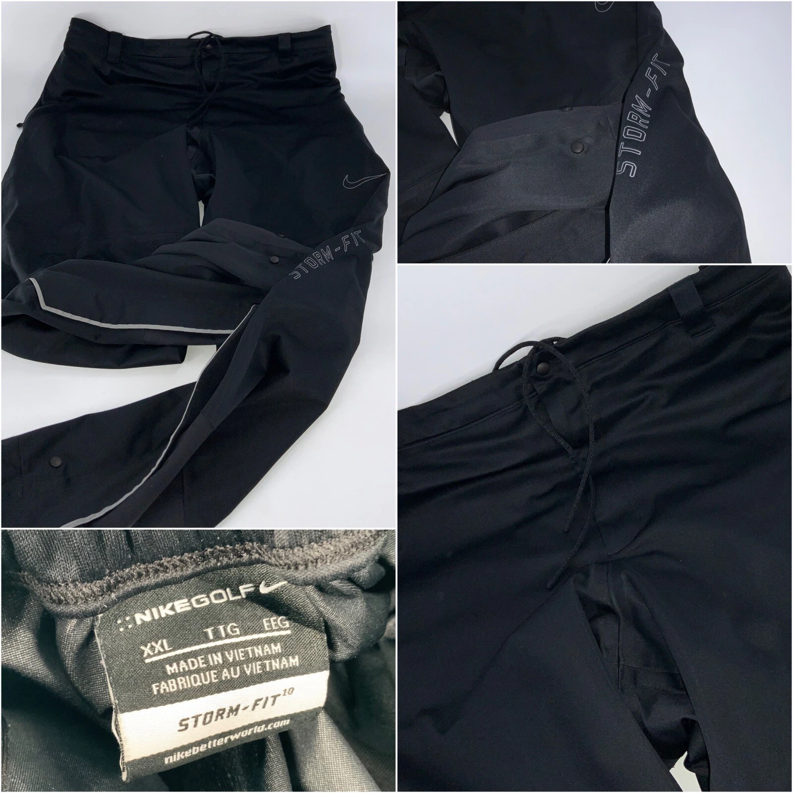 Nike Golf Storm Fit Rain Pants Men’s XXL Black Poly Zip Ankles YGI E3-100