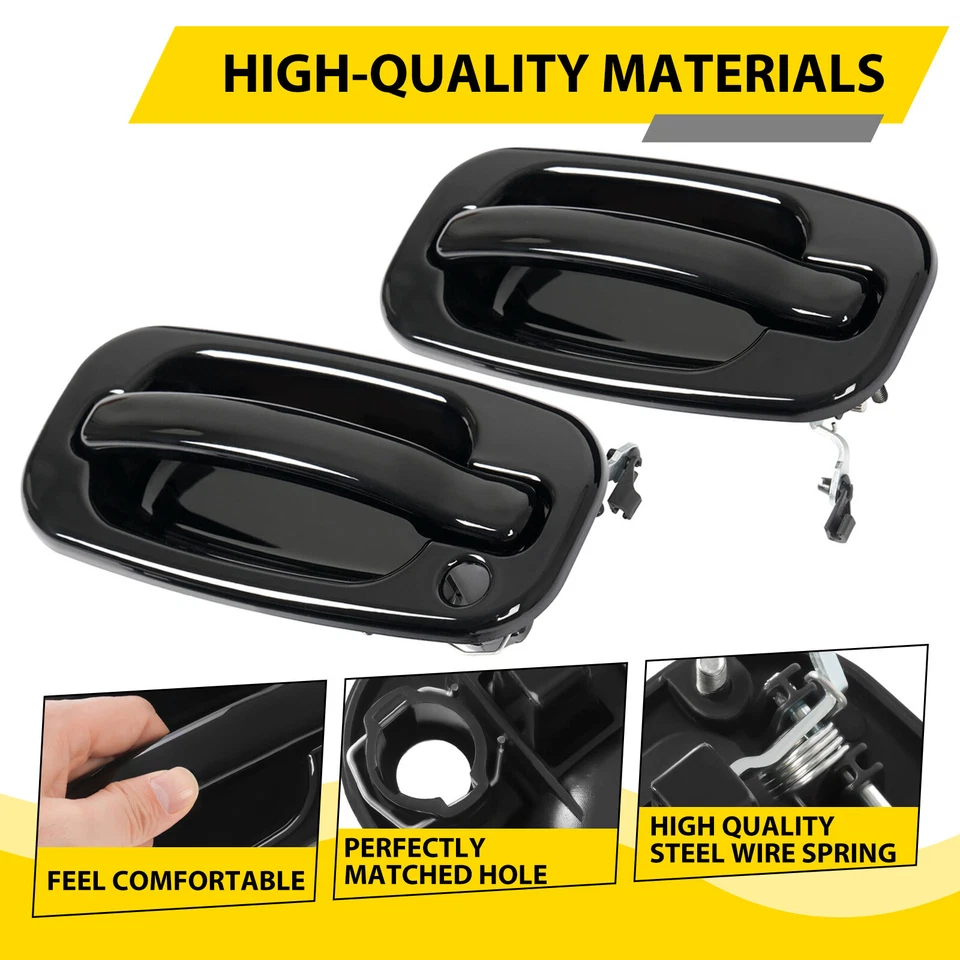 Door Handle Set For Chevy Silverado 1500 1999-2006 Smooth Black Front Outer 2PCS Foto 4 de 4