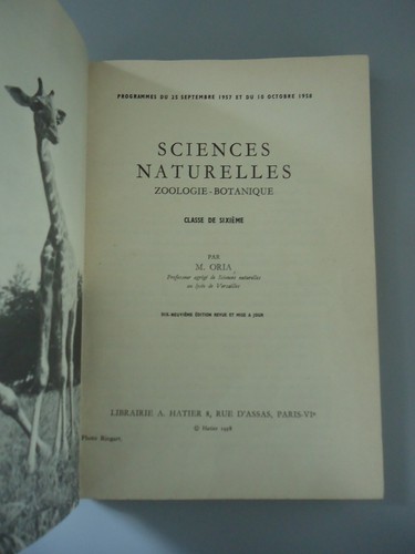 Sciences naturelles 6e - Programme 1958 - M. Oria - Librairie A. Hatier - 1959 - Picture 10 of 20