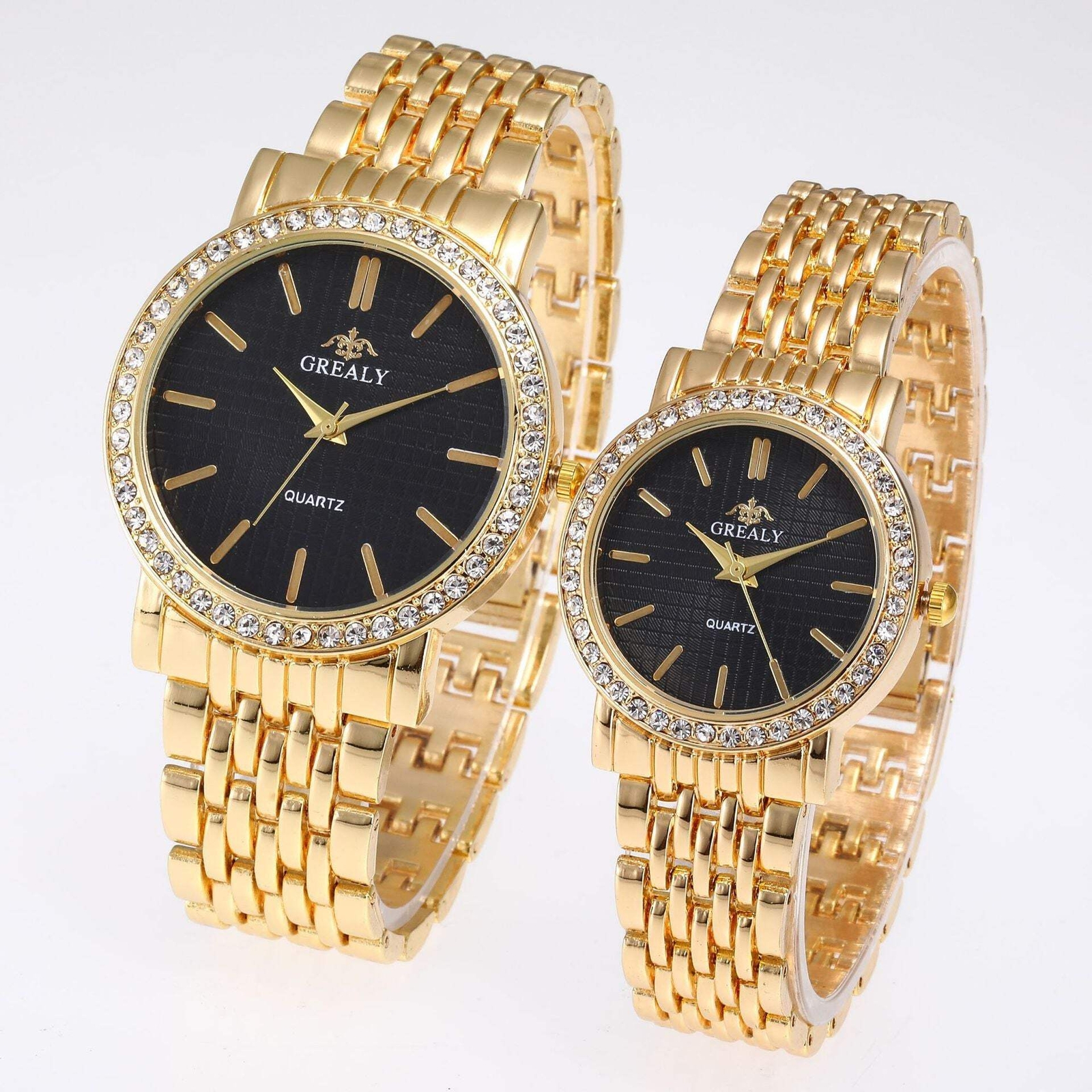 Unisex Casual Quartz Watch with Steel Strap and Diamond Accents in Multiple Colo