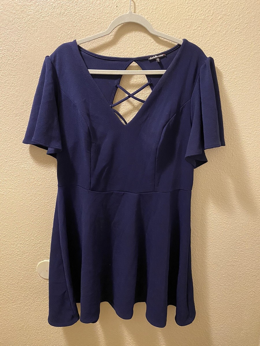 charlotte russe navy blue dress Plus Womens Size 2X Open Back Strappy NA-01.12.26AM