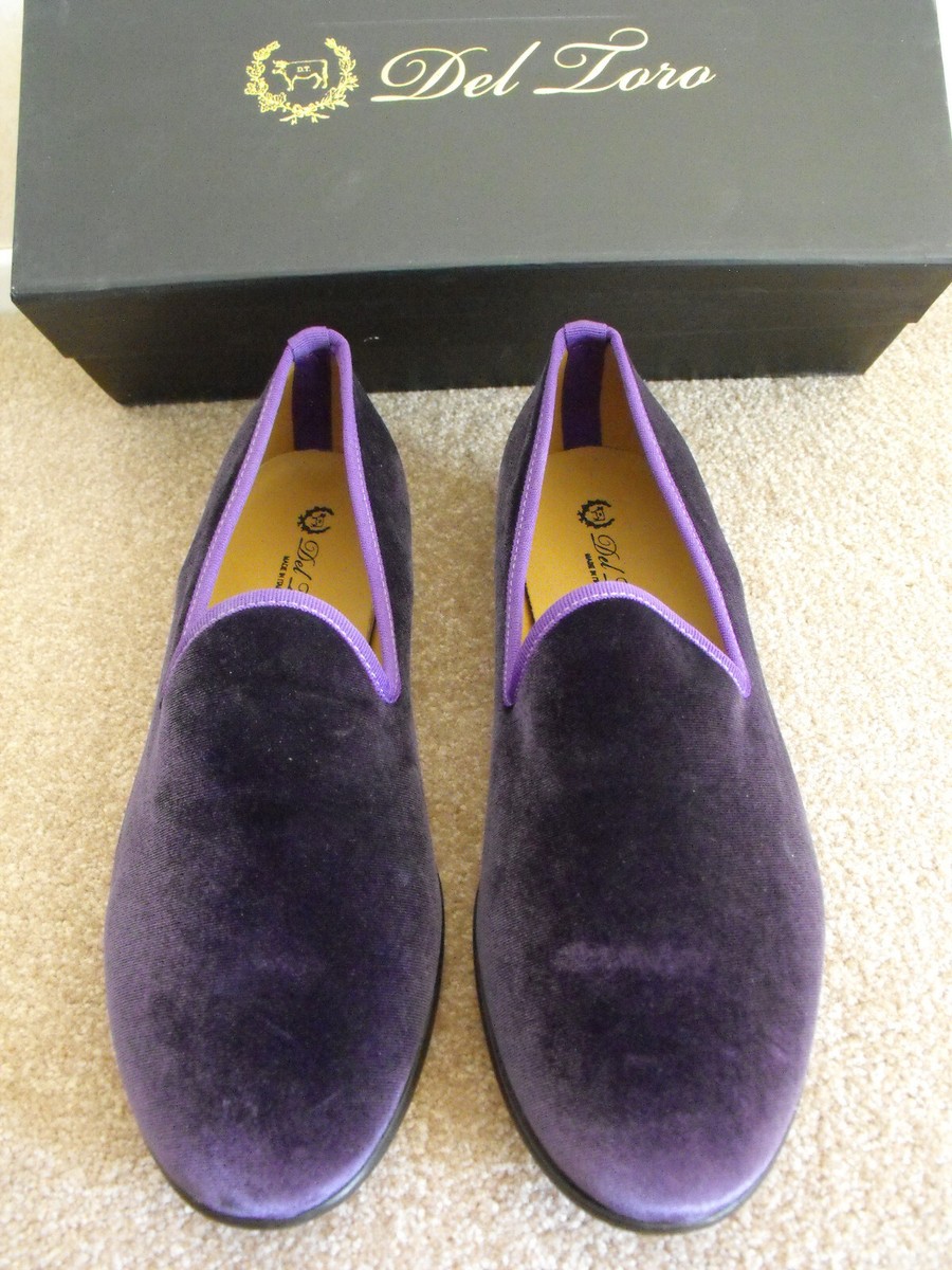 NIB Del Toro ITALY Handmade Purple Velvet Loafers size US 12  display picture 2