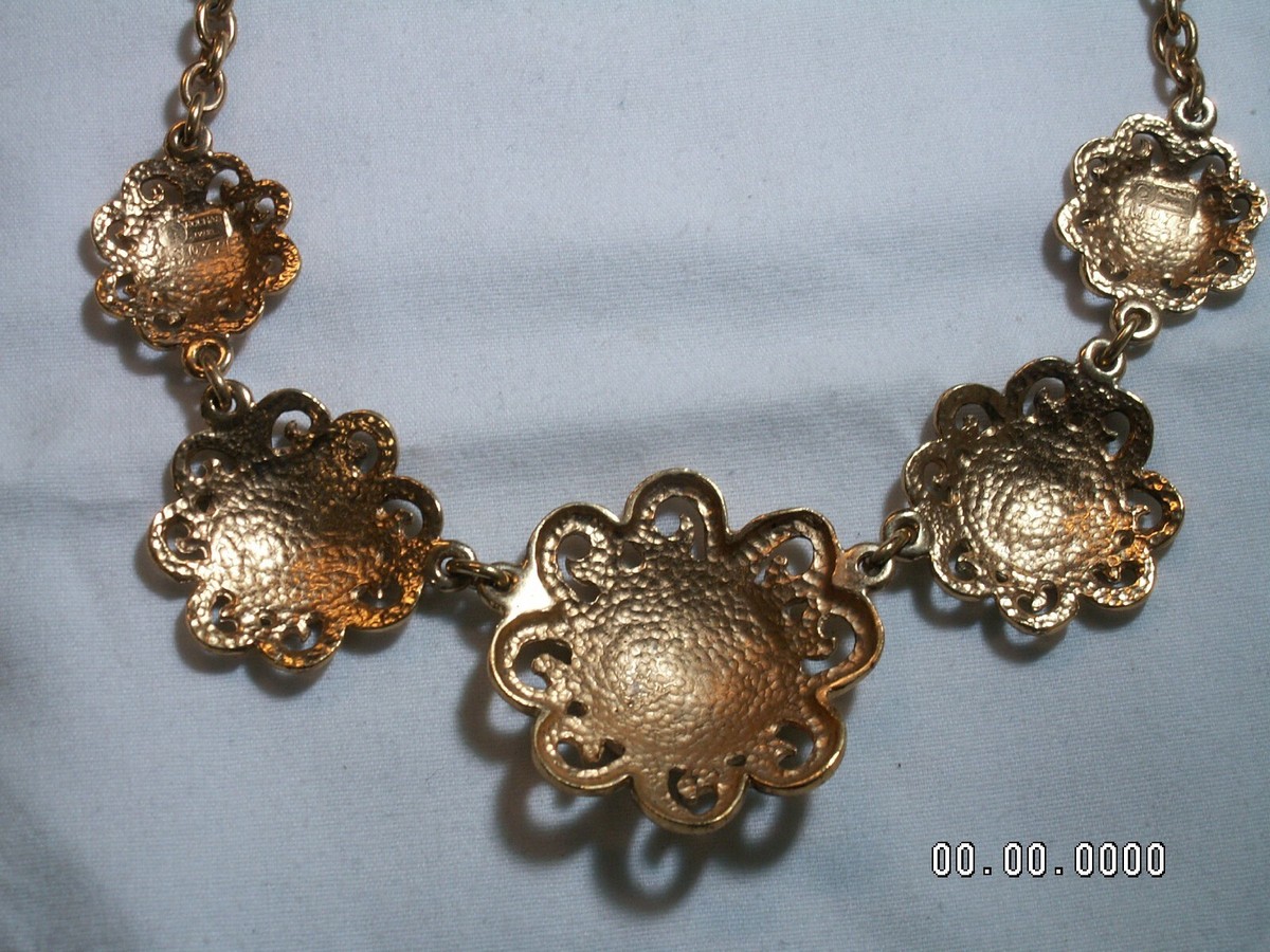 Collier Sautoir Rochas Paris Haute Couture – Style Baroque En Métal Doré, Occasion En Parfait état