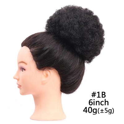 Hair Buns Afro Puff Curl Drawstring Ponytail Synthetic Clip In