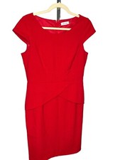 Calvin Klein Womens Red Cap Sleeve Sheath Holiday Dress Size 8