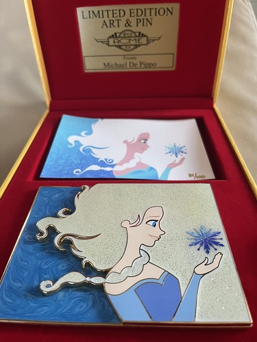 Disney Acme HotArt Boxed Jumbo Elsa Frozen LE 100 Pin with Lithograph JO2 - Picture 3 of 7