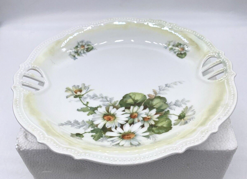 Seltener P. K. Schlesien antiker Teller 1914-1922 mit gewelltem Henkel Shasta Gänseblümchen - Bild 3 von 11