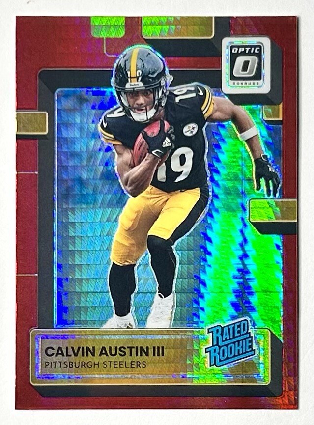 2022 Optic Calvin Austin III Red Hyper Prizm Refractor Rookie SP RC 236 Steelers