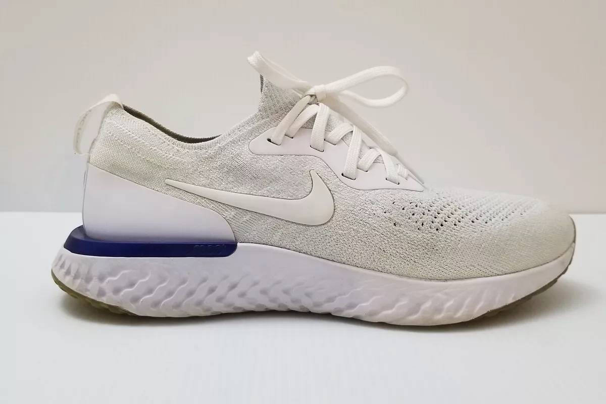 fecha grupo Predicar Nike Epic React Flyknit Men&#039;s White Racer Blue Grey Size 8 Runner  AQ0067-100 | eBay