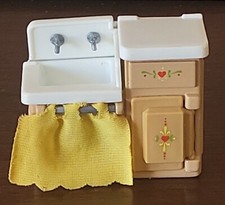 Vintage Dollhouse Mattel Kitchen Sink Countertop  Oven w/ Opening Door Metal