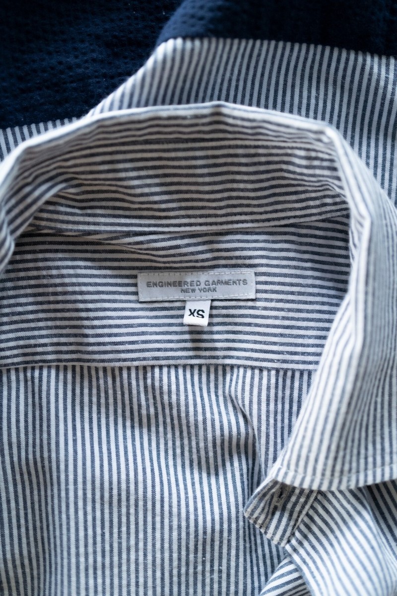 Engineered Garments Single Needle Patchwork Shirt Blue sz S | eBay