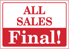RETAIL STORE STOREFRONT WINDOW: ALL SALES FINAL Adhesive Vinyl Sign Decal