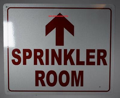 Sprinkler Room with Arrow UP Sign, Engineer ....... Sign (White, 12X10) 