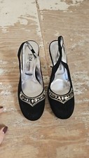 Eliza Di Venezia Black Suede Rhinestone Sling...