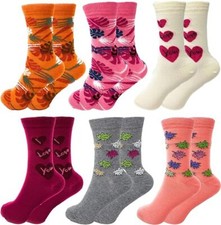 Luxury Combed Cotton Women Socks Crew Length Colorful 6 Pairs Size 9-11