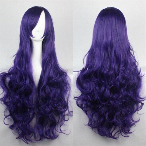 Fashion 80cm Cosplay Costume Long Full Anime Wig Hair Wavy Curly Wigs Womens - Picture 20 of 20