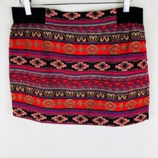 Francesca's Women's El Campo Aztec Mini Skirt Size L