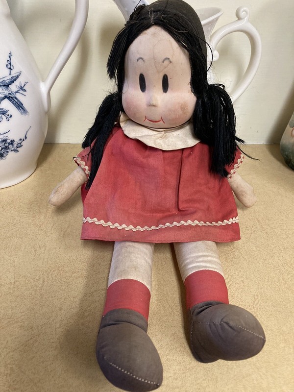 Little Lulu Vintage ANTIQUE cloth doll RED dress Good 1950’s