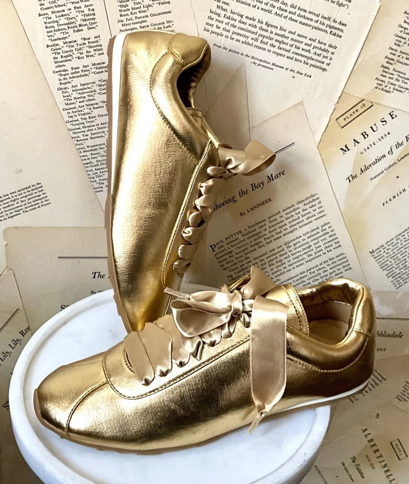 Tênis Free People Jeffrey Campbell Maisie metálico dourado 9 amostras NOVO - Imagem 2 de 4