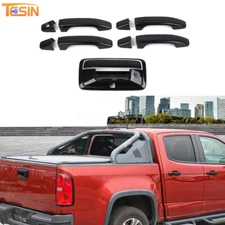 Black Exterior Door Tailgate Handle Decor Cover Trim Kit For Chevy Colorad 14+ 