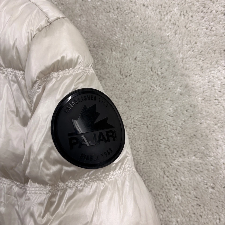 Chaqueta acolchada Pajari para mujer talla grande blanca reversible forrada de lana con capucha Foto 4 de 4