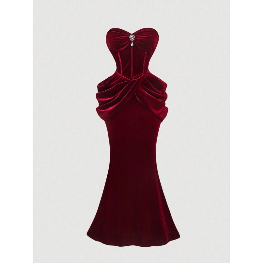 champion bodycon dress Honey Couture ZENDAYA Red Satin Corset Bustier Leg Split Formal Dress main image 0