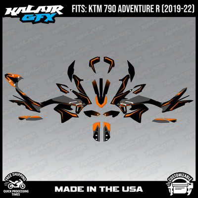 Graphics Kit for KTM 790 ADVENTURE R (2019-2022) Evader Series - Orange Shift