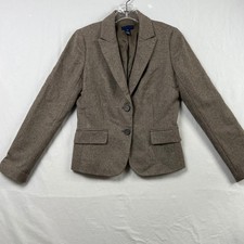 J.Crew Wool Herringbone Blazer Womens 4 Brown Tailored Two Button Jacket