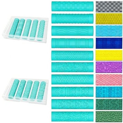 ACRNIGHEET 10 Pcs Polymer Clay Texture Roller, Embossing Rollers Pottery Stam...
