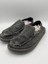 SANUK Men's Shoes VAGABOND Slip On Canvas Sidewalk Surfers CHARCOAL Size 9
