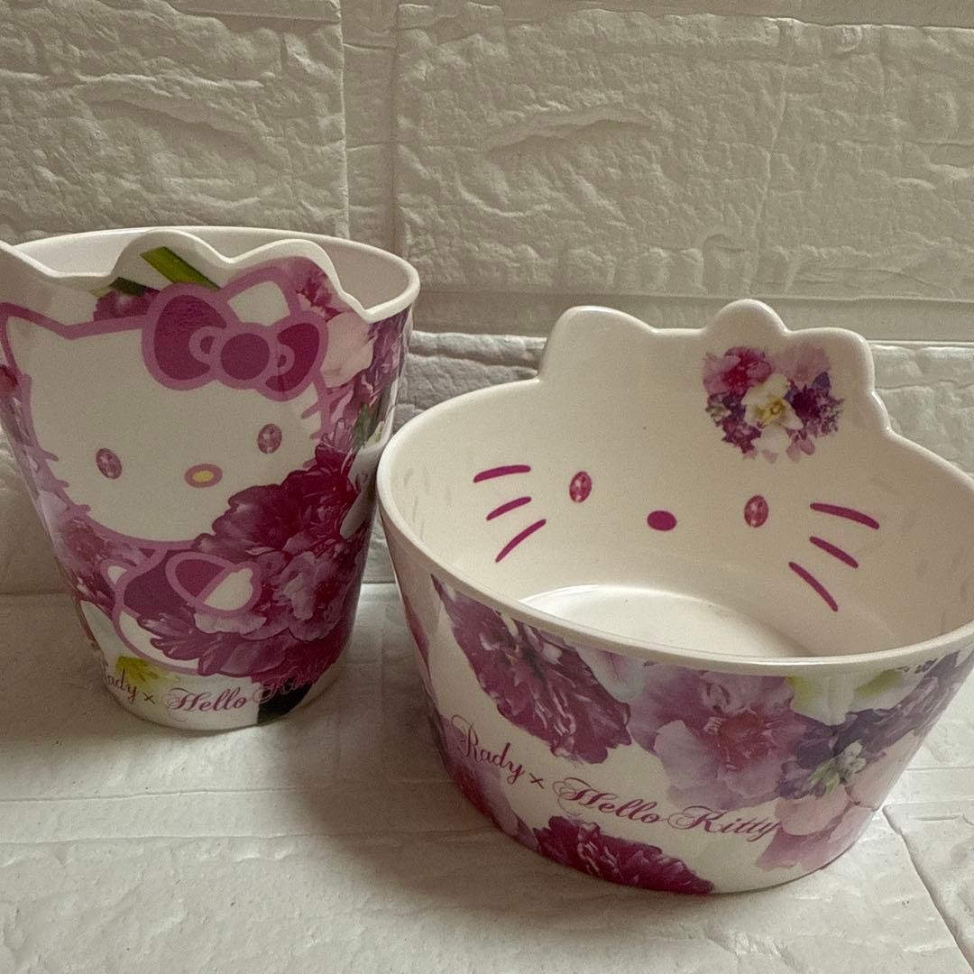 【新品】Rady ハローキティ　フラワーブーケ　メラミン　カップ　コップ　ボウル Rady Hello Kitty Flower Bouquet Melamine Cup Bowl New Rare Japan