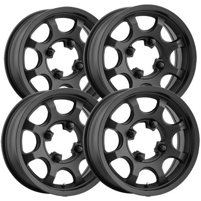 (Set of 4) Vision UTV 351 Flow 15x7 4x136 +13mm Satin Black Wheels Rims 15'' Inch
