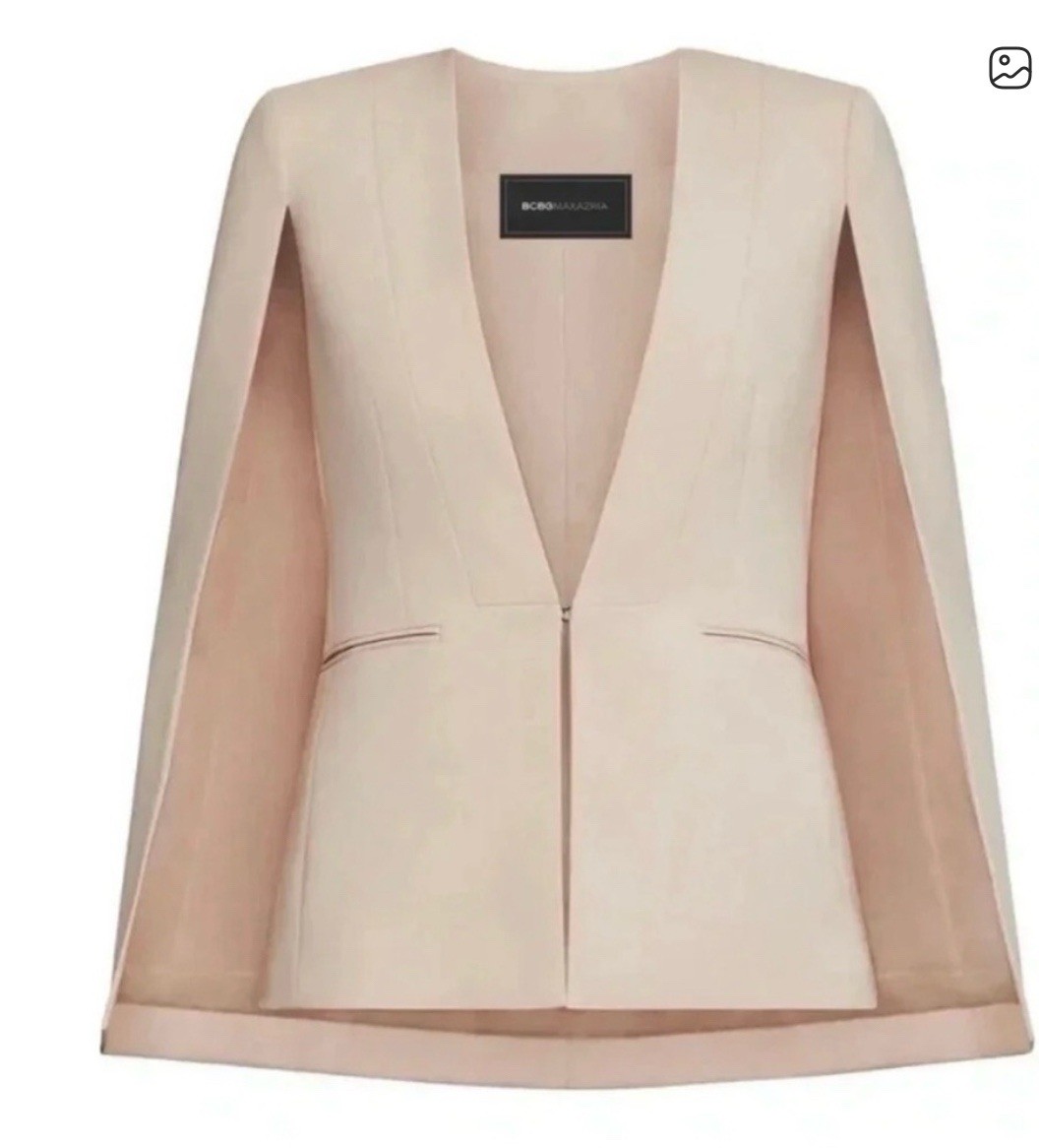BCBGmaxazria Upas Bare Solid Pink Beige Cape Blaz… - image 2