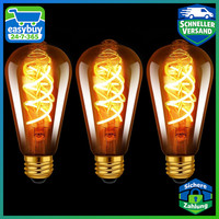 Vintage GlüHbirne E27 ST64 LED Warmweiß 4,9W 2200K Antike Filament 3Er Pack
