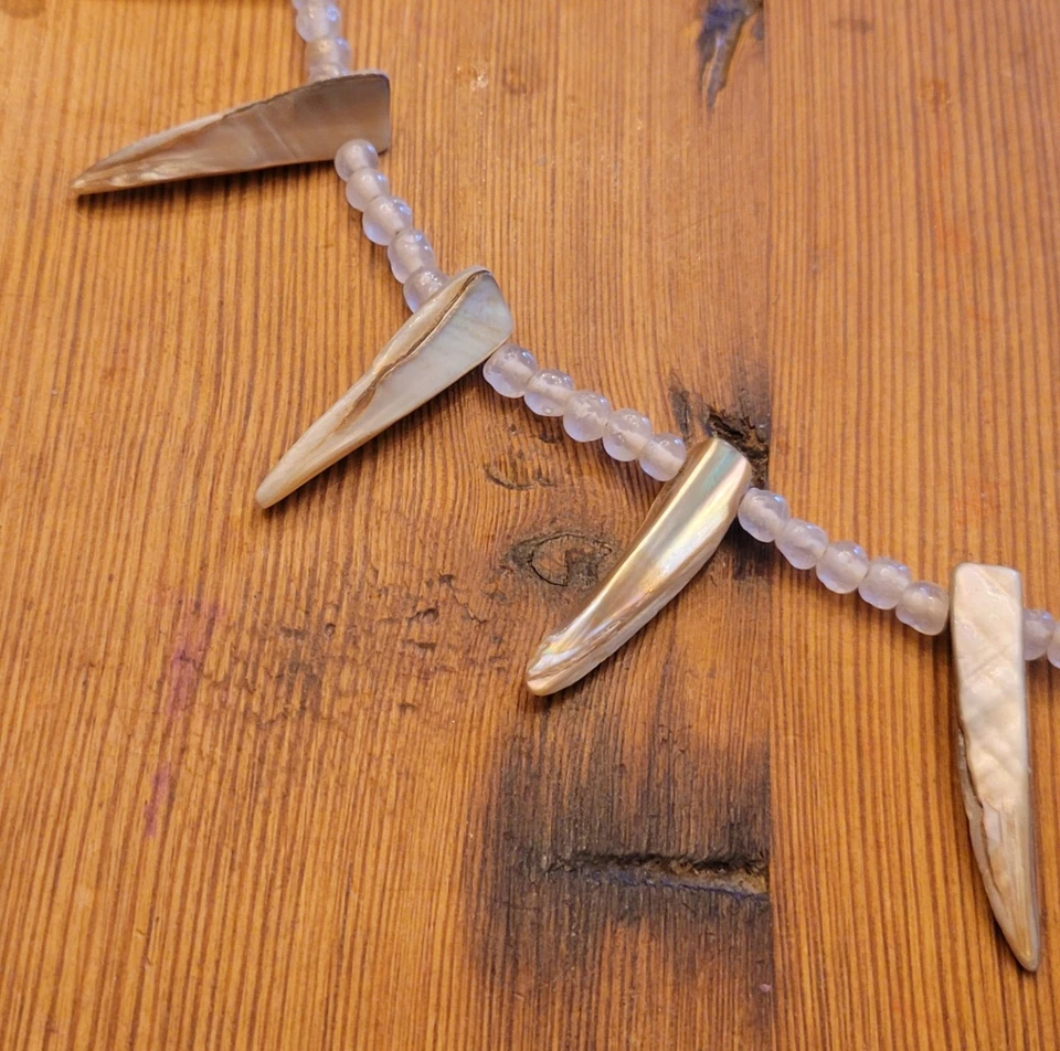 Collar Madre Perla Abulón Graduado Picos 22 pulgadas Nácar Cuentas De Colección Foto 4 de 4