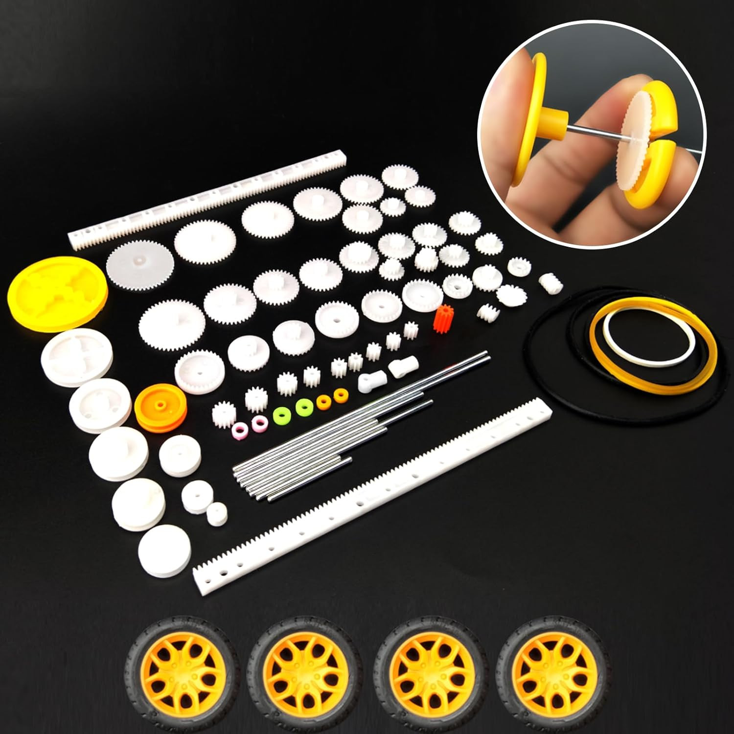 6 Set Rectangular Mini Electric 1.5-3V 24000RPM DC Motor with 84 Pcs Plastic Gea