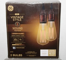 GE Vintage Style 60w Equiv 6w LED Bulbs Amber Glass ST19 Medium Base Warm 2-Pack