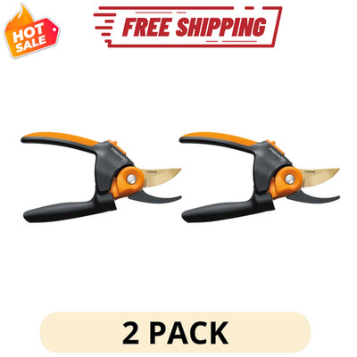 2Pack Fiskars 11.5'' PowerGear2 Titanium Softgrip Bypass Pruner 3/4'' Cut Capacity