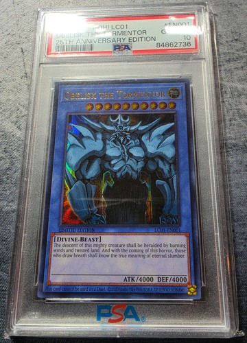 2023 YU-GI-OH! #LC01-EN001 OBELISK THE TORMENTOR 25TH ANNIVERSARY EDITION PSA 10