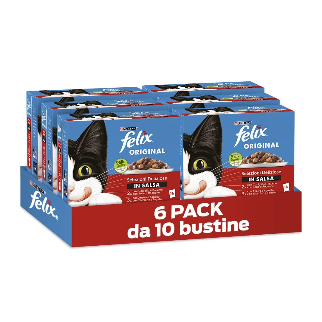 FELIX Original Cibo Umido per Gatti Adulti in Salsa con Anatra e Agnello