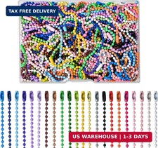 200 Pcs Ball Bead Chain Bulk Keychain 4.7 Inch Metal Dog Tag Small Chains with C