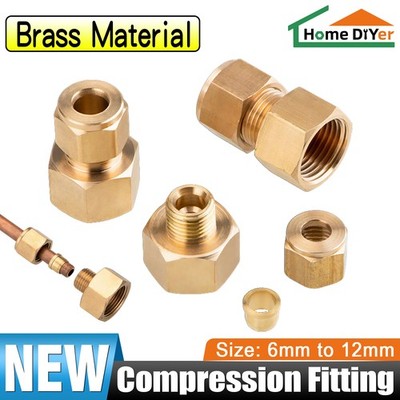 Brass Female Thread Compression Fitting 6-12mm Copper Tube Adapter Connector